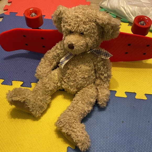 RUSS BERRIE SHAGGY TENNYSON Teddy Bear Plush Stuffed Animal Vintage Plaid Bow - Picture 2 of 6